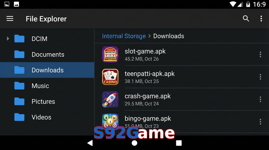 Main screen of S92Game gameapk page for PK players